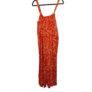 Orange & White Swirl Print Womens 2XL Jumpsuit  Adjustable Straps